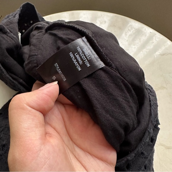 Mustard Seed Black Eyelet Vneck Mini Dress with Built-in Shorts - Picture 10 of 10